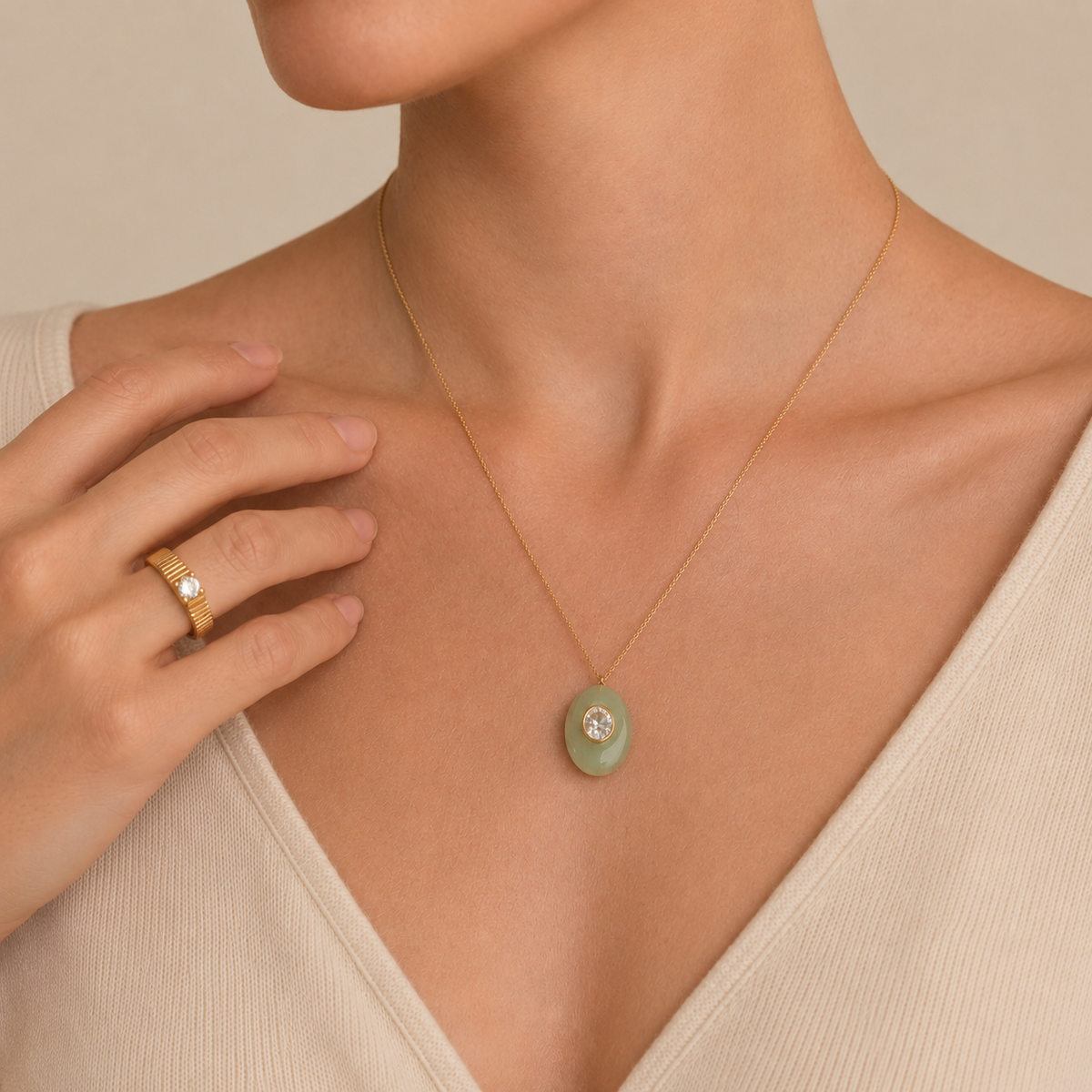 Layered Stone Pendant Necklace