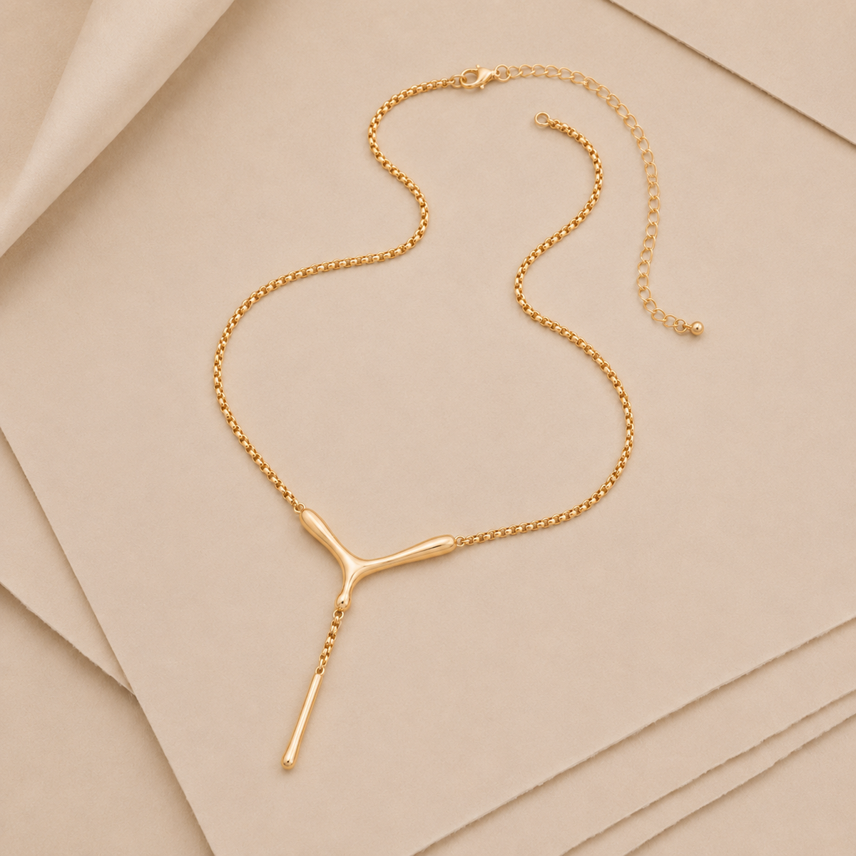 Sculptural V-Drop Necklace