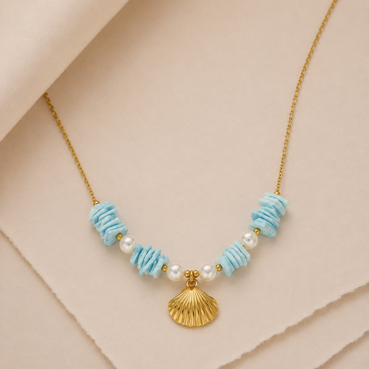 Shell Charm Beaded Necklace