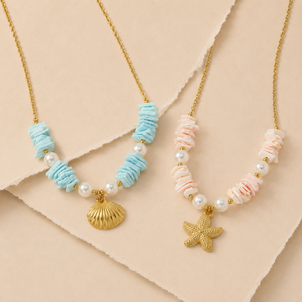 Shell Charm Beaded Necklace