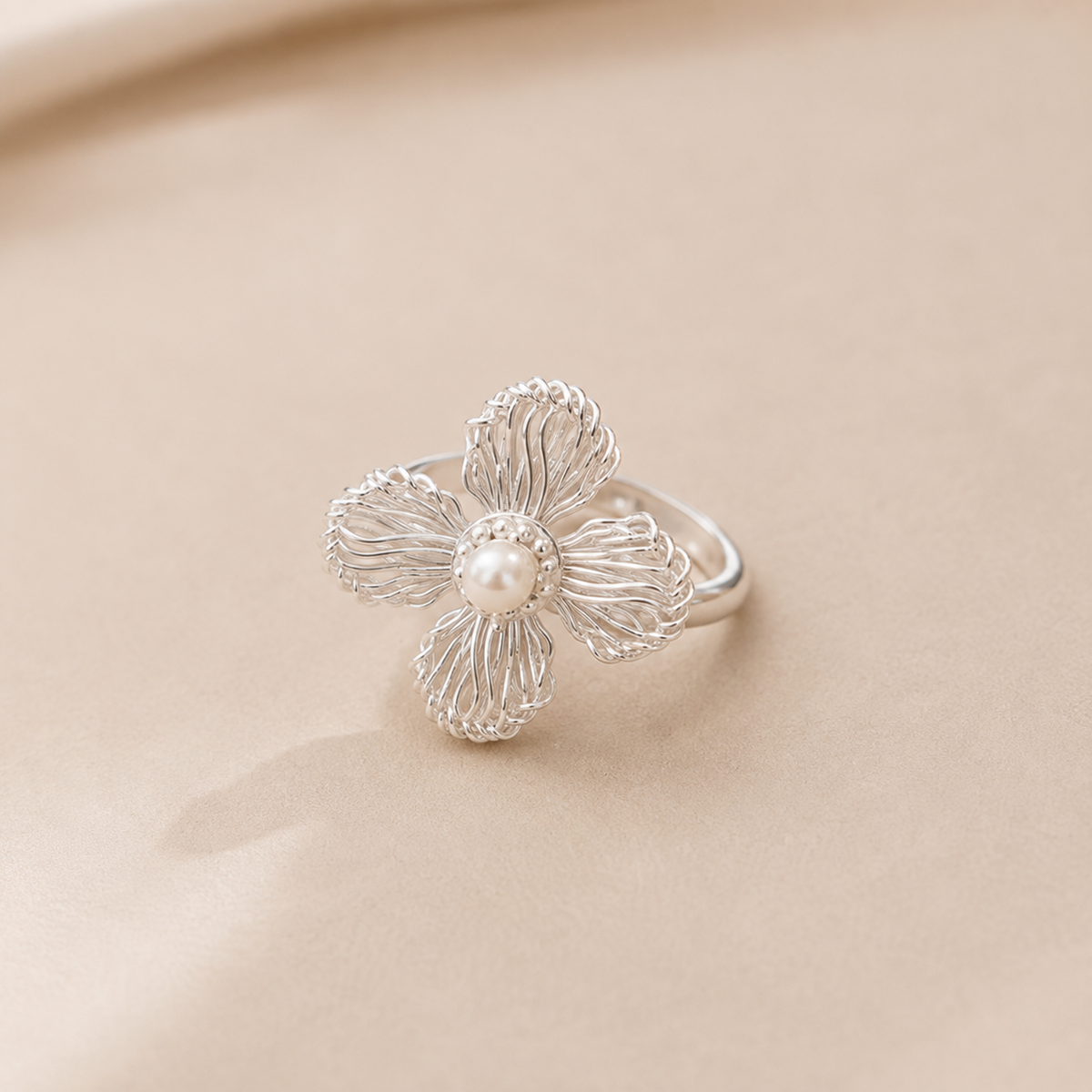 Textured Floral Statement Ring