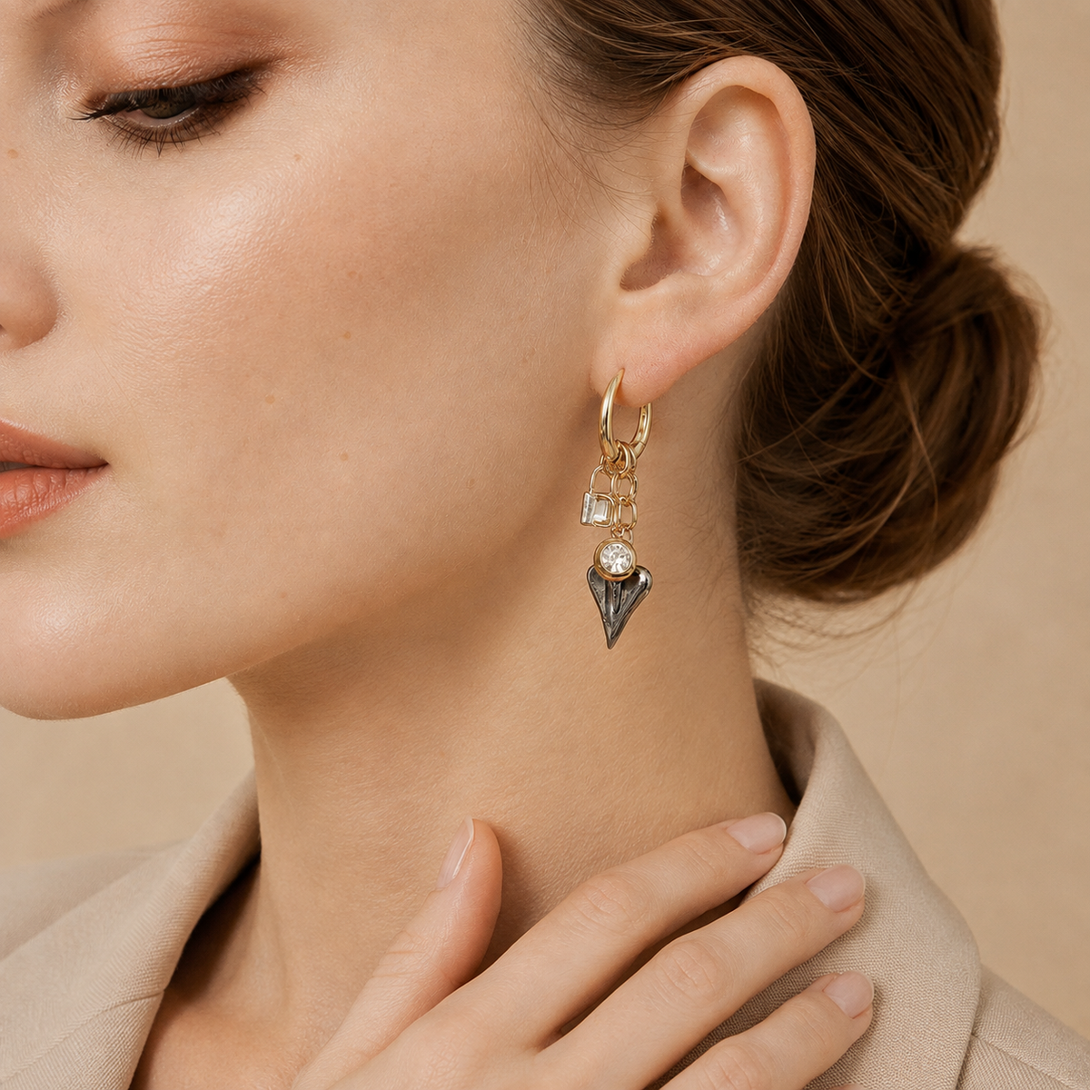 Spike Charm Hoop Earring