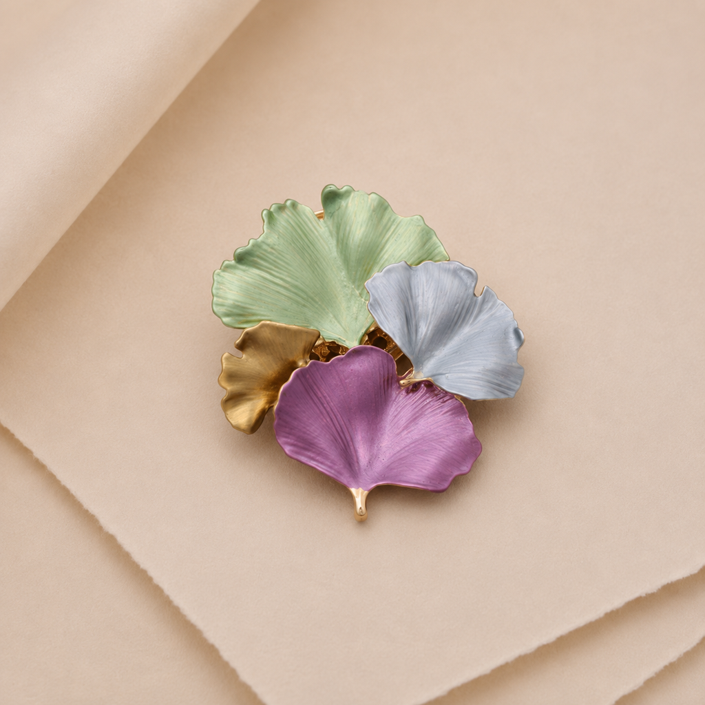 Ginkgo Leaf Cluster Brooch