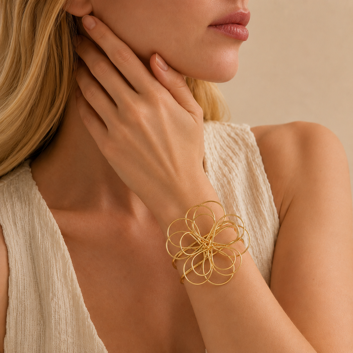 Sculptural Flower Cuff Bracelet